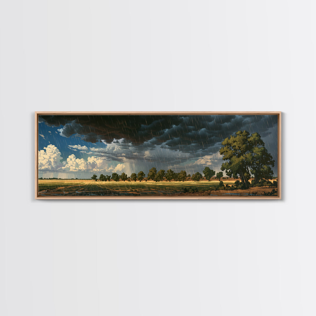 Dark Rainstorm Over Acacia Plain Canvas Print, African Landscape, African Safari Art, Nature Scene Art, Statement Wall Decor