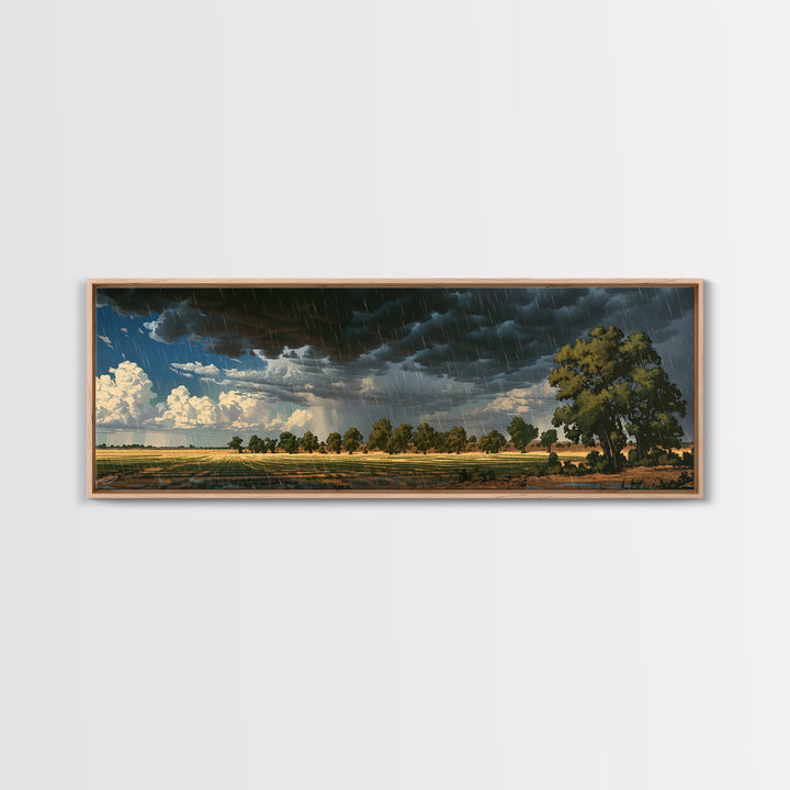 Dark Rainstorm Over Acacia Plain Canvas Print, African Landscape, African Safari Art, Nature Scene Art, Statement Wall Decor