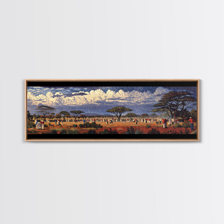 Rainy Acacia Plains Canvas Print, African Safari Landscape Wall Decor, Dramatic Cloud Art, Earth Tone Home Decor Gift For Him