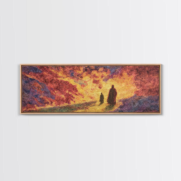 Fiery Abstract Journey Wall Art, African Inspired Orange Landscape, Dramatic Canvas Decor, Modern Statement Art Print Gift