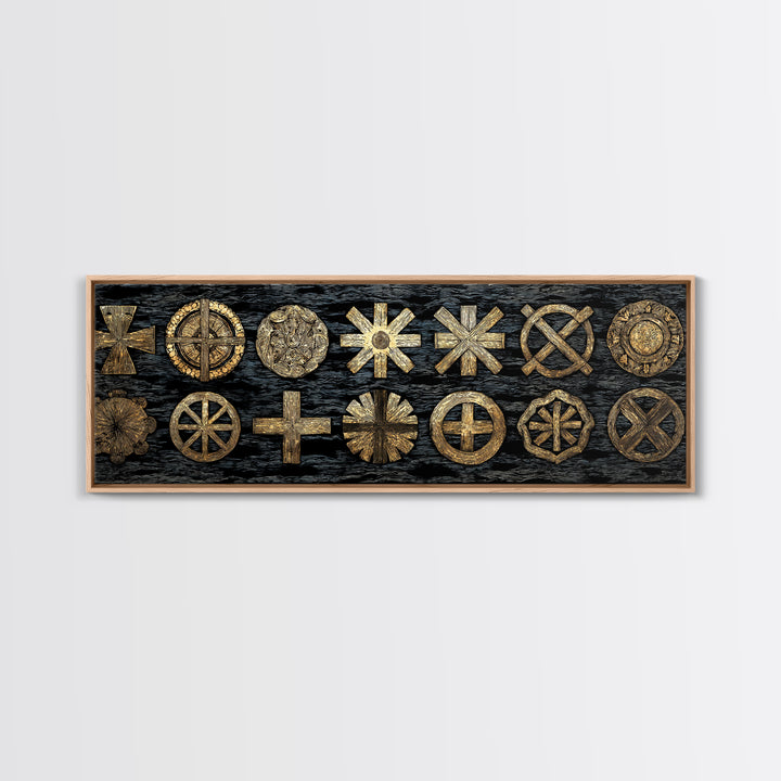 Gold Tribal Symbols On Black Texture, African Tribal Art Wall Art, Cultural Wall Decor, Ethnic Patterns, Bold Home Decor