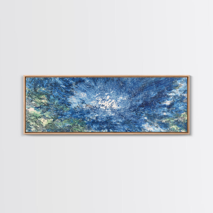 Blue White Ocean Splash Abstract Wall Art, Modern Canvas Print, Coastal African Inspired Decor, Large Living Room Art Gift