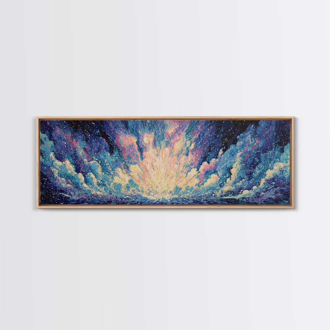 Cosmic Blue Ocean Sky Canvas Print, Abstract Wall Art, Dreamy Wall Art, Modern Canvas Art, Nature Scene Art, Bedroom Decor