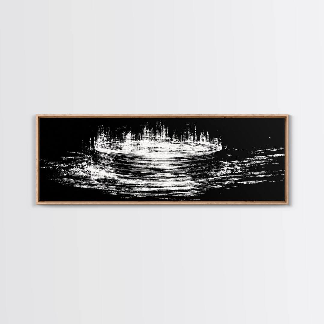 Black And White Lunar Water Ripple Wall Art, Minimalist Abstract Art, Modern Canvas Print, Meditation Room Decor, Dreamy Home Decor