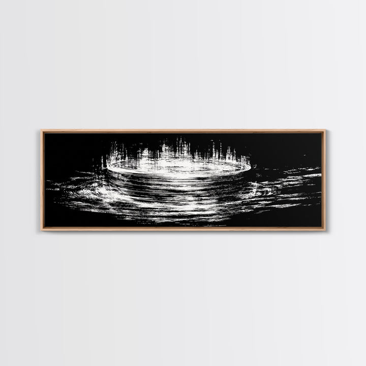 Black And White Lunar Water Ripple Wall Art, Minimalist Abstract Art, Modern Canvas Print, Meditation Room Decor, Dreamy Home Decor
