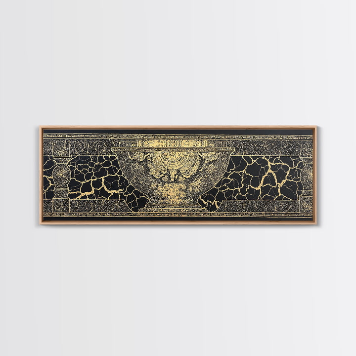 Black Gold Ancient Vessel Pattern Wall Art, Abstract Art, Luxury Canvas Art, Elegant Home Decor, Statement Wall Decor, Gift For Him