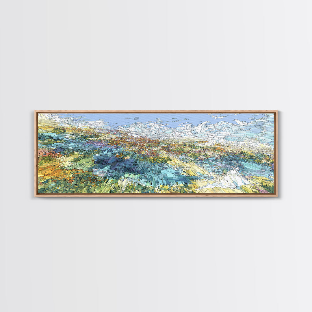 Wind Swept Abstract Coastal Fields Wall Art, Modern African Art Print, Textured Landscape Decor, Dreamy Panoramic Canvas