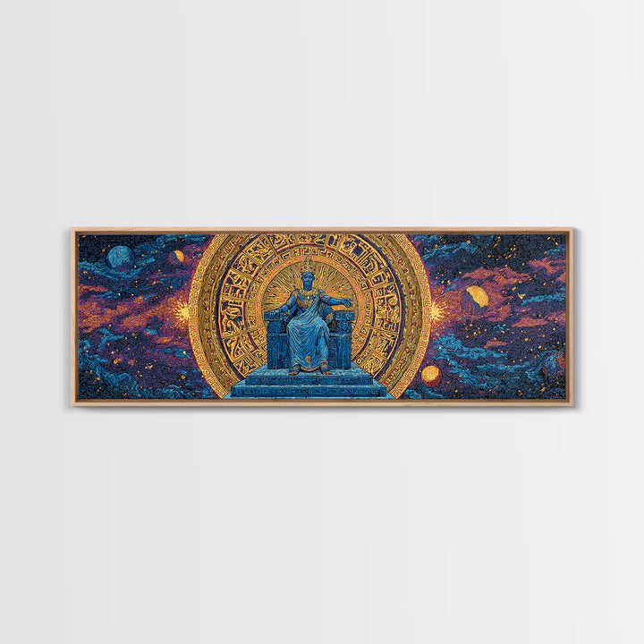Cosmic African Goddess On Throne Canvas Print, Spiritual Wall Art, Afrocentric Decor, Gold Black Mystical Statement Piece