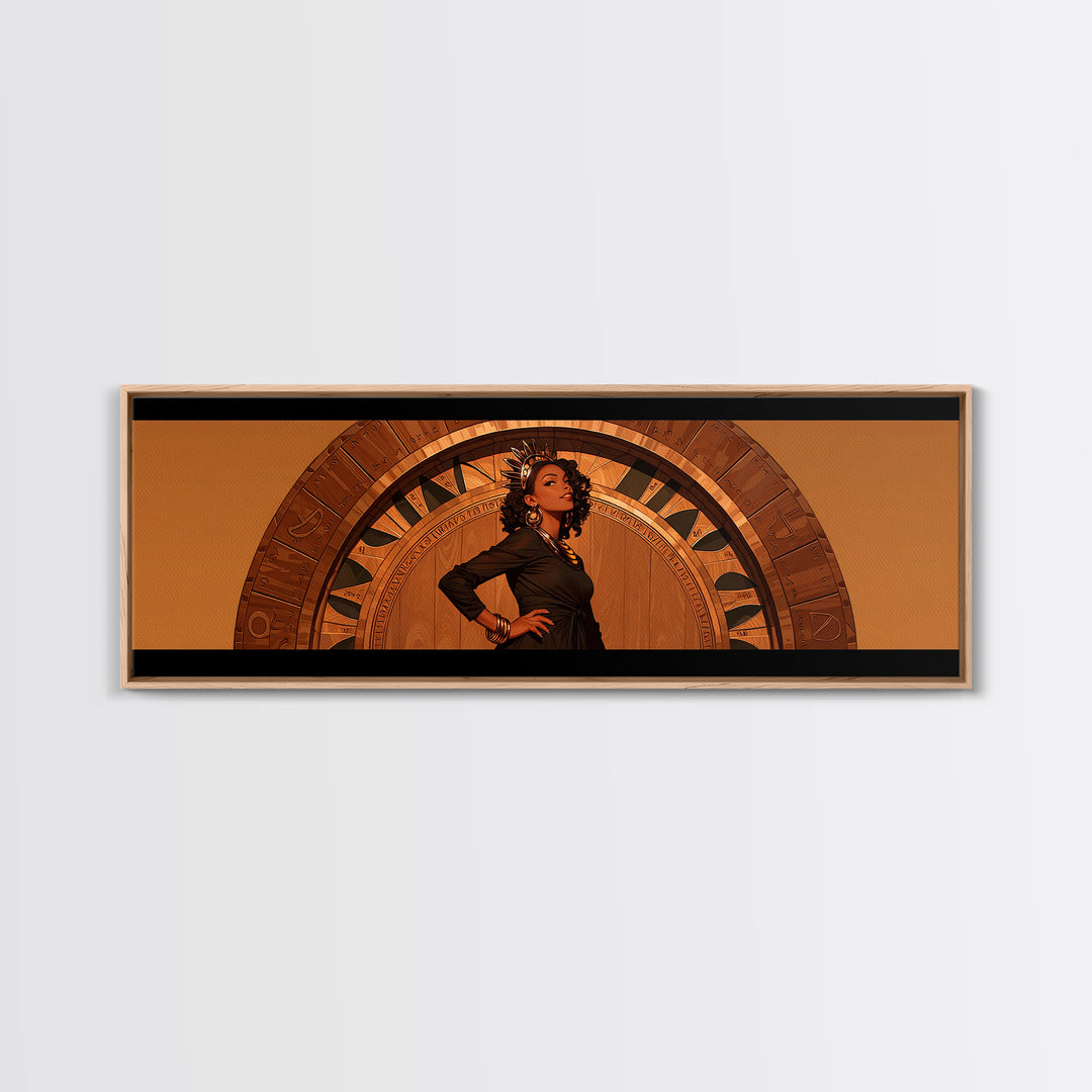 Elegant Black Woman Portrait In Orange Arch, African American Art Wall Art, Fashion Canvas Print, Stylish Home Decor Gift