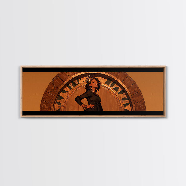 Elegant Black Woman Portrait In Orange Arch, African American Art Wall Art, Fashion Canvas Print, Stylish Home Decor Gift