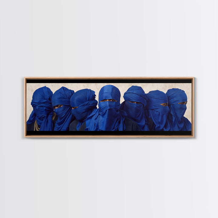 Blue Veiled Tuareg Men Portrait Wall Art, African Culture Art Print, Sahara Tribe Decor, Modern Afrocentric Canvas Print