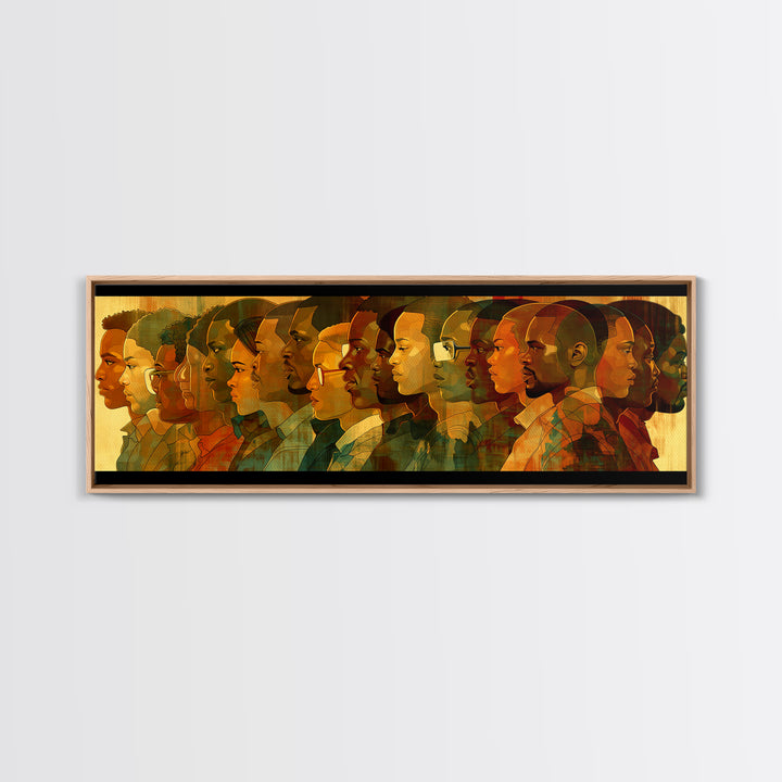 Panoramic African Diaspora Headphones Canvas Print, Modern Black People Art, Afrocentric Culture Wall Decor Gift For Music Lovers