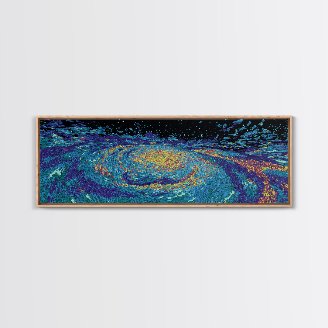 Vibrant Blue Spiral Galaxy And Starfield Canvas Print, Abstract Wall Art, Modern Cosmic Decor, Colorful Living Room Art Print