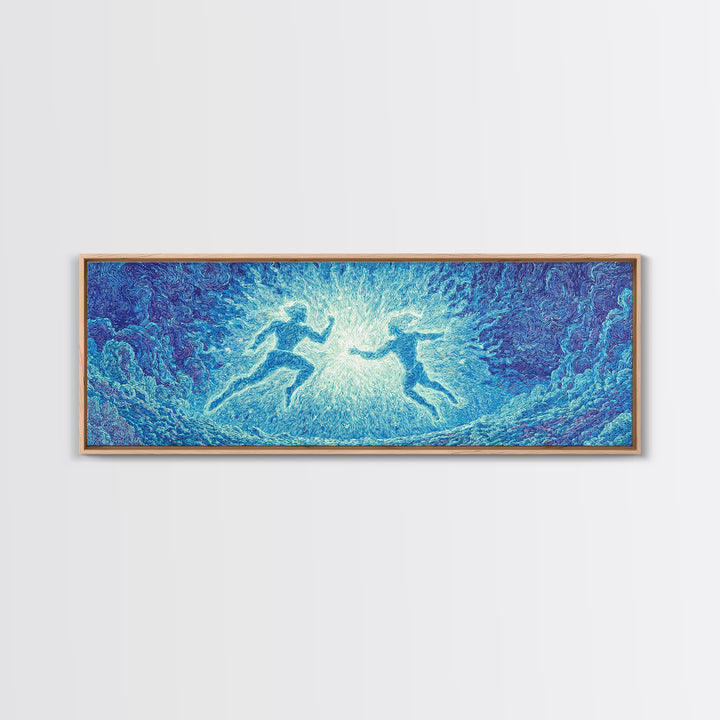 Blue Mystical Spirit Dancers In Flowing Water Wall Art, Dreamy Wall Art, Abstract Art, Modern Canvas Art, Spiritual Wall Decor