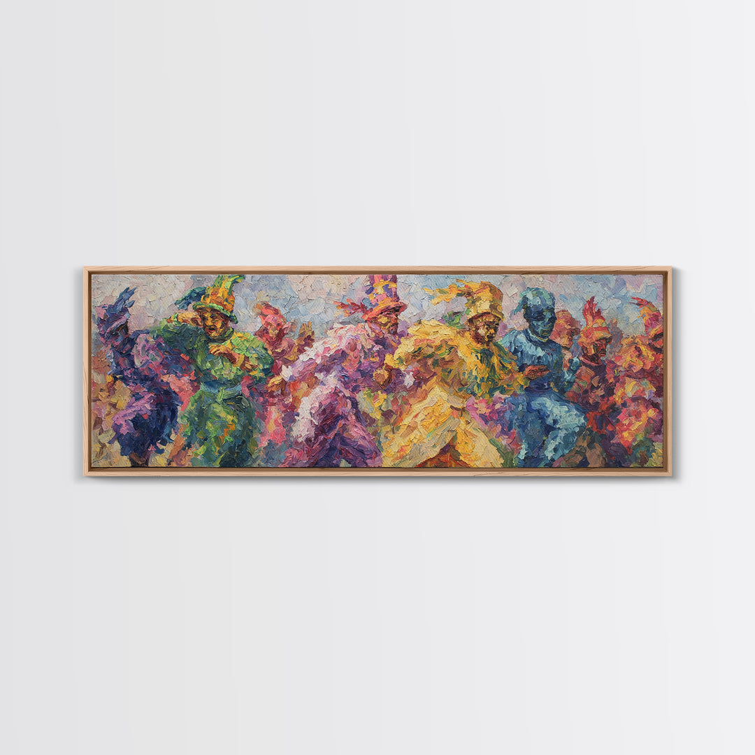 Vibrant African Dancers In Colorful Abstract Movement Framed Canvas Print, African Painting, Black Art, Statement Wall Art