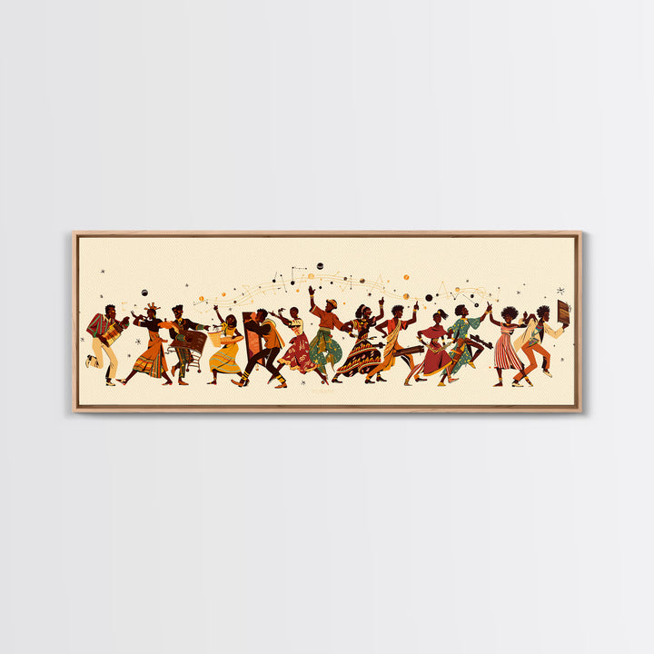 Joyful African Celebration Dancers Canvas Print, Afrocentric Wall Art, Black Women Art, Cultural Home Decor, Festive Gift