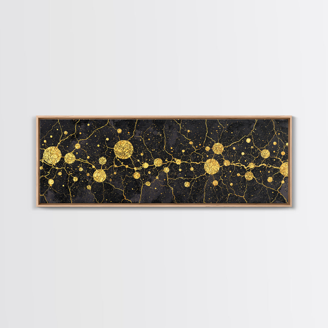 Black Marble Gold Constellation Abstract Wall Art, Luxury Canvas Print, Modern Geometric Living Room Decor Housewarming Gift