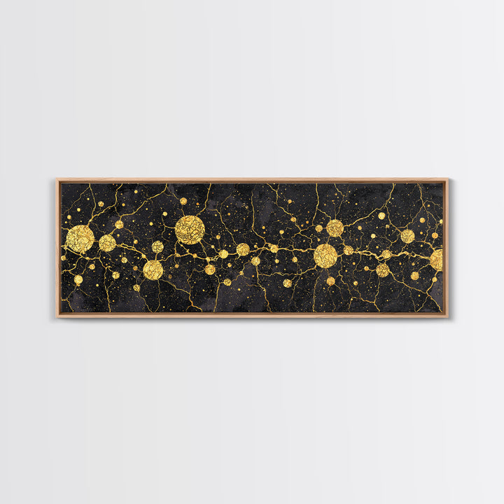 Black Marble Gold Constellation Abstract Wall Art, Luxury Canvas Print, Modern Geometric Living Room Decor Housewarming Gift