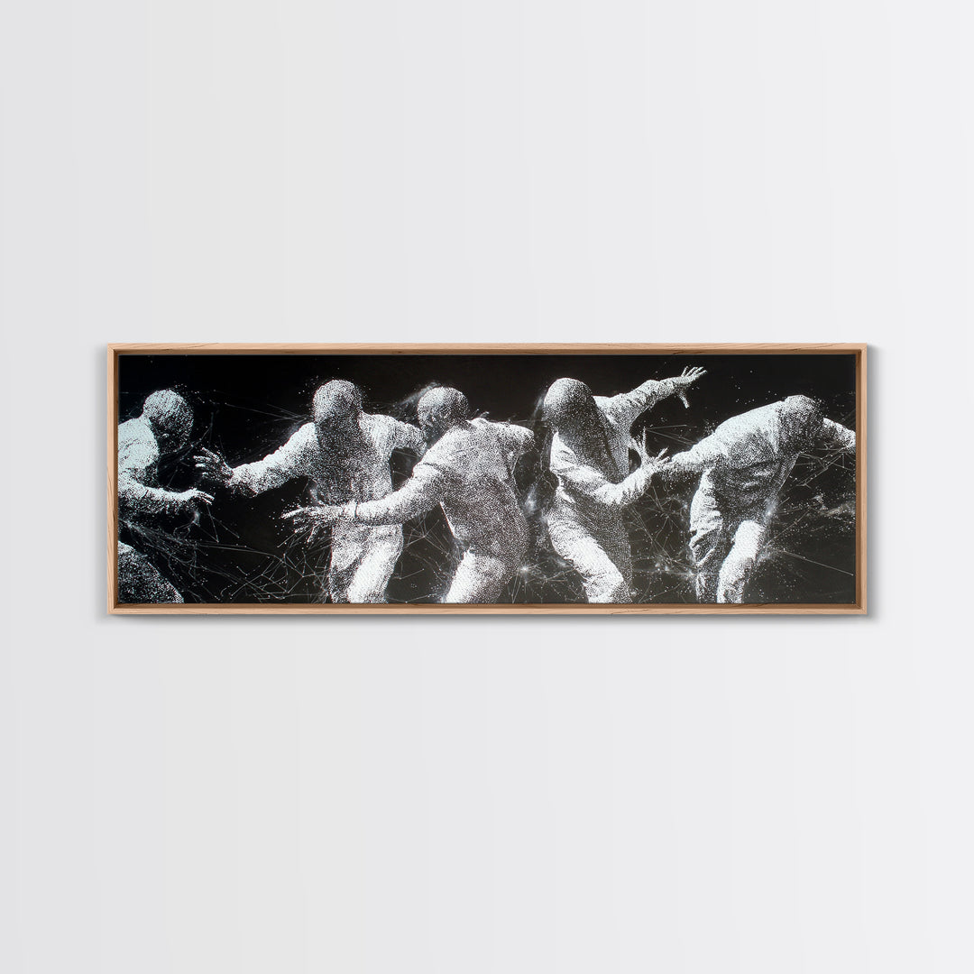 Black And White African Dancers In Dynamic Motion Wall Art, Abstract Canvas Print, Modern Cultural Statement Home Decor Gift
