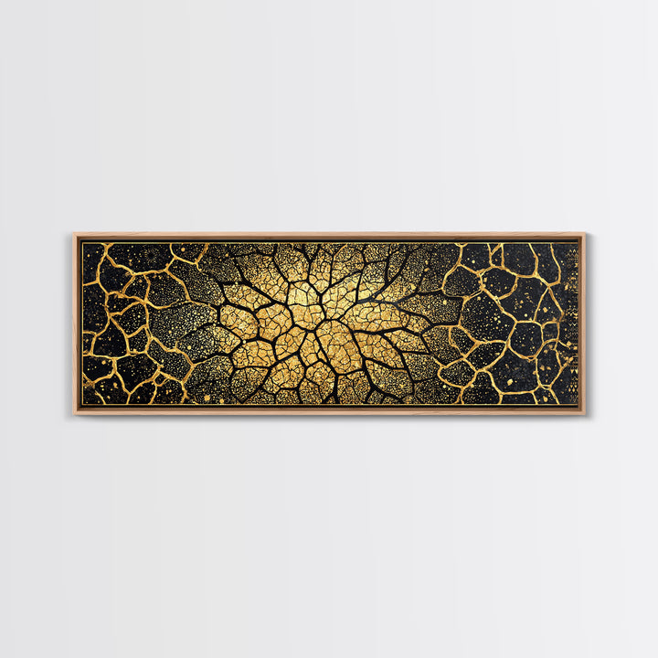 Black And Gold Cracked Mosaic Wall Art, Geometric Wall Art, Luxury Canvas Art, Earth Tone Wall Decor, Statement Piece, Home Decor Gift