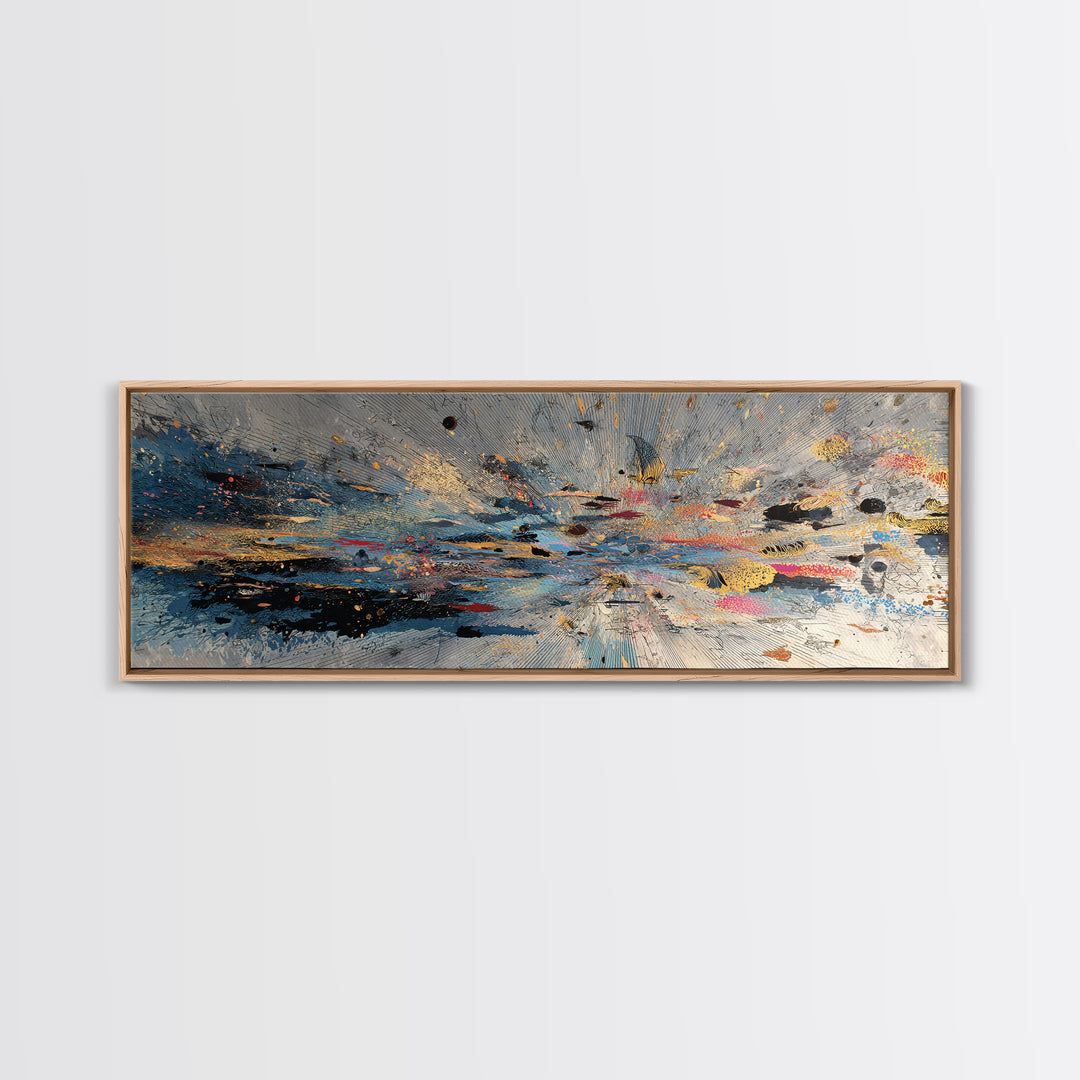 Moody Abstract Ocean Horizon Wall Art, Blue Gold Canvas Print, Modern Abstract Art, Living Room Decor, Unique Wall Decor Gift