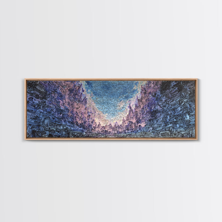 Icy Blue Mountain Canyon Abstract Wall Art, Panoramic Landscape Canvas, Modern Nature Decor, Large Living Room Art Print