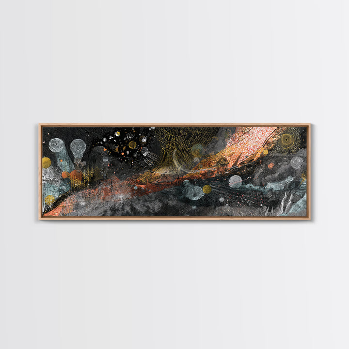 Black Gold Cosmic Abstract Canvas Print, Textured Galaxy Wall Decor, Modern Luxury Art, Bold Office And Living Room Decor