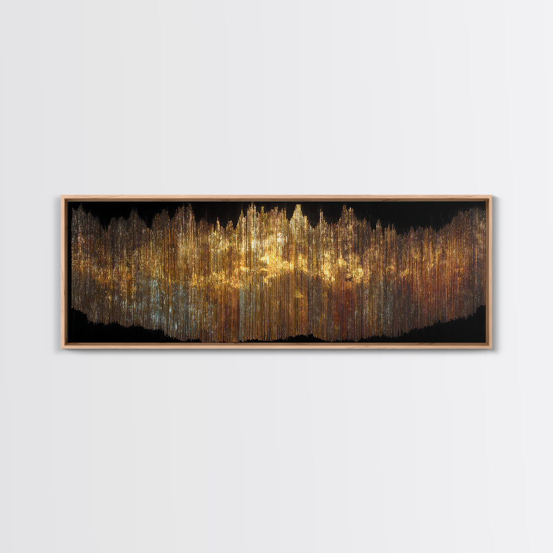 Golden Soundwave Light Abstract Wall Art, Luxury Canvas Art, Black And Gold Art, Statement Wall Decor, Elegant Home Art Print