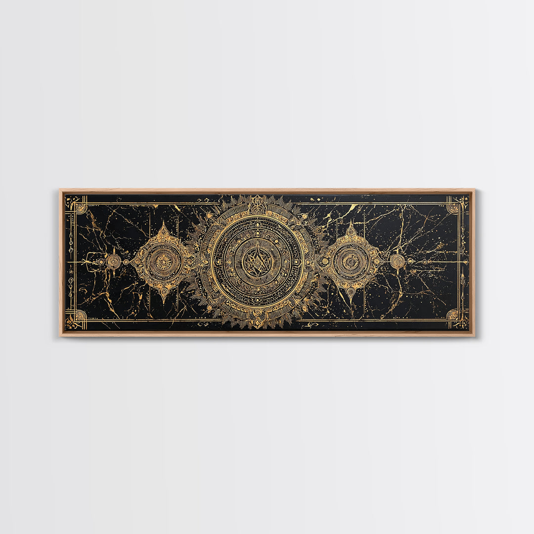 Black Gold Ornate Tribal Mandala Wall Art, African Inspired Geometric Canvas Decor, Luxury Art, Cultural Wall Decor Print