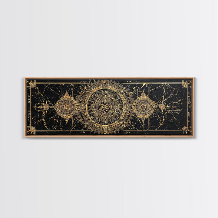 Black Gold Ornate Tribal Mandala Wall Art, African Inspired Geometric Canvas Decor, Luxury Art, Cultural Wall Decor Print