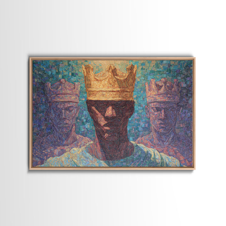Impressionist Crowned African King Wall Art, Modern African Art Print, Black Culture Decor, Regal Portrait Canvas Print Gift