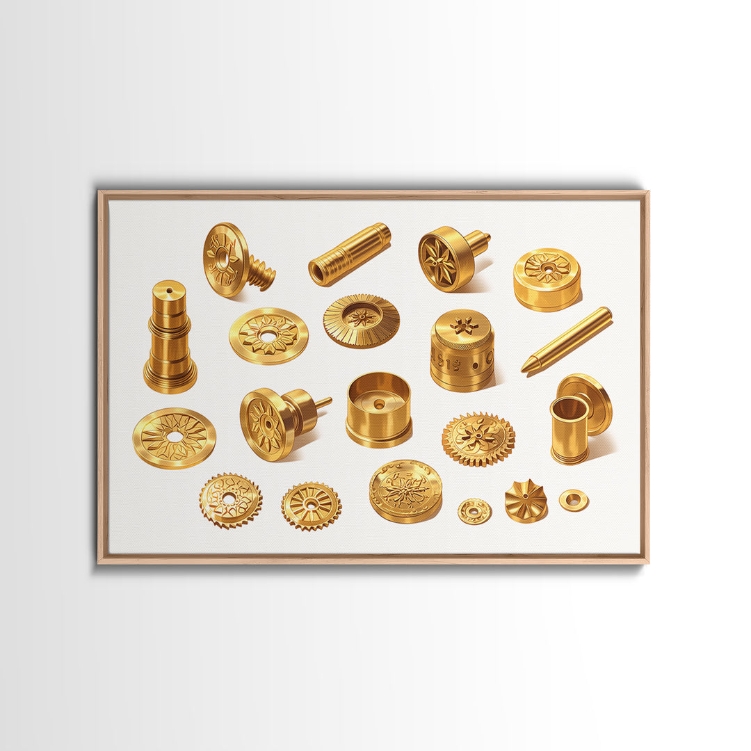 Golden Ornate Brass Hardware Study Canvas Print, Black And Gold Art, Luxury Canvas Art, Unique Home Office Decor, Men Gift