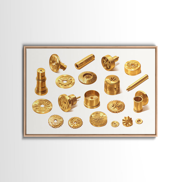 Golden Ornate Brass Hardware Study Canvas Print, Black And Gold Art, Luxury Canvas Art, Unique Home Office Decor, Men Gift