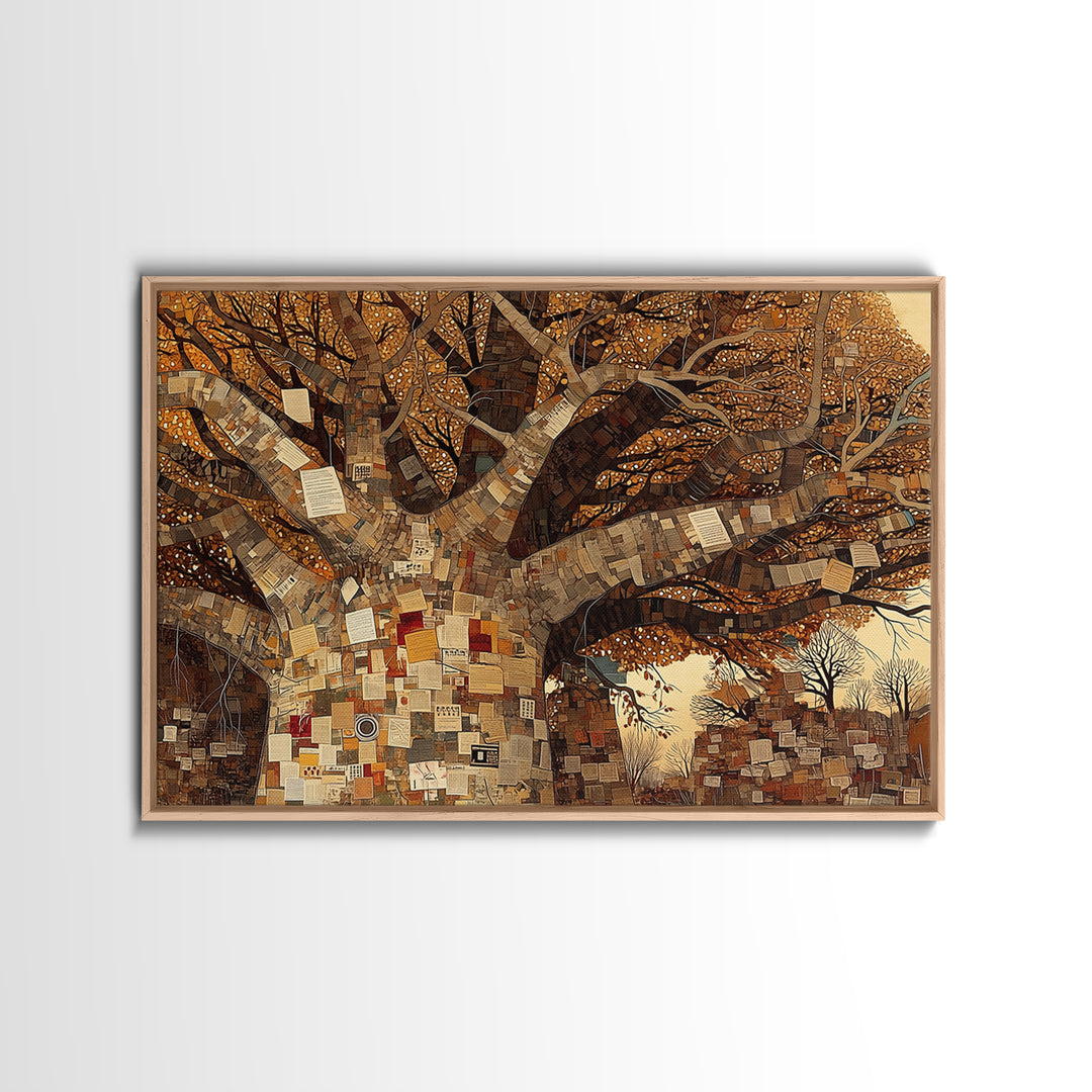 Baobab Tree Of Notes And Memories Wall Art, African Inspired, Mixed Media Canvas, Cultural Home Decor, Unique Wall Decor