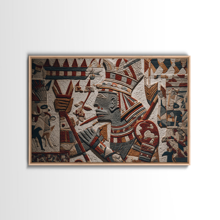Ancient Egyptian Pharaoh Relief Wall Art, African Egyptian Art Print, Tribal Stone Texture, Cultural Home Decor Gift For Living Room