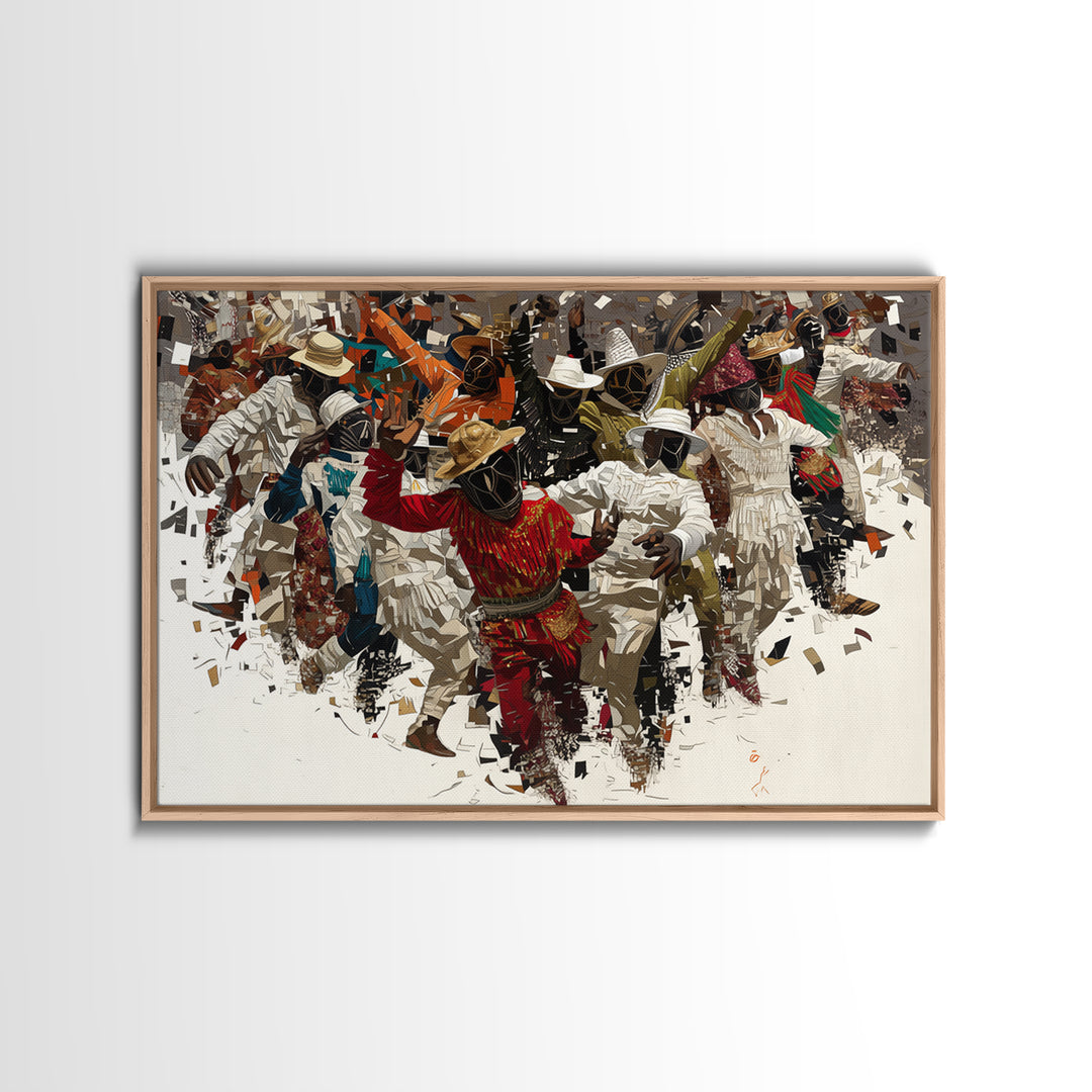 Joyful African Festival Dancers Wall Art, Afrocentric Celebration Canvas Print, Cultural Home Decor, Vibrant Black Artwork