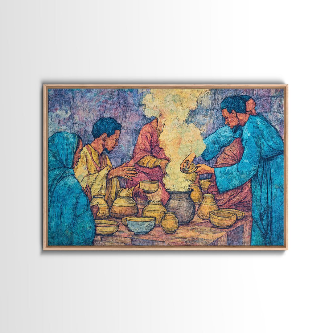 African Women Pottery Ritual Wall Art, Smoke Ceremony Painting, Cultural Kitchen Decor, Afrocentric Home Decor, Gift For Her