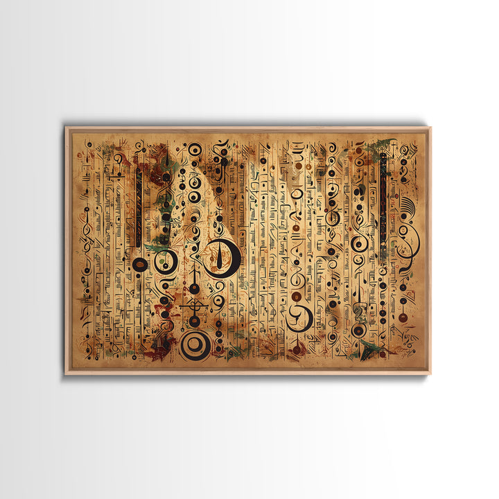 Ancient African Symbol Parchment Wall Art, Abstract African Art, Tribal Patterns, Afrocentric Decor, Cultural Canvas Print