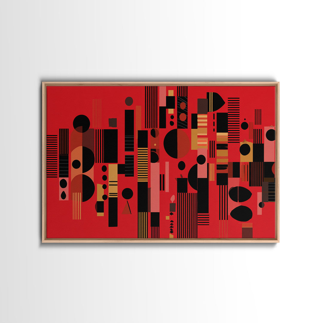 Red Black Geometric Abstract Wall Art, Modern African Art Print, Bold Urban Decor, Contemporary Canvas Print Statement Gift