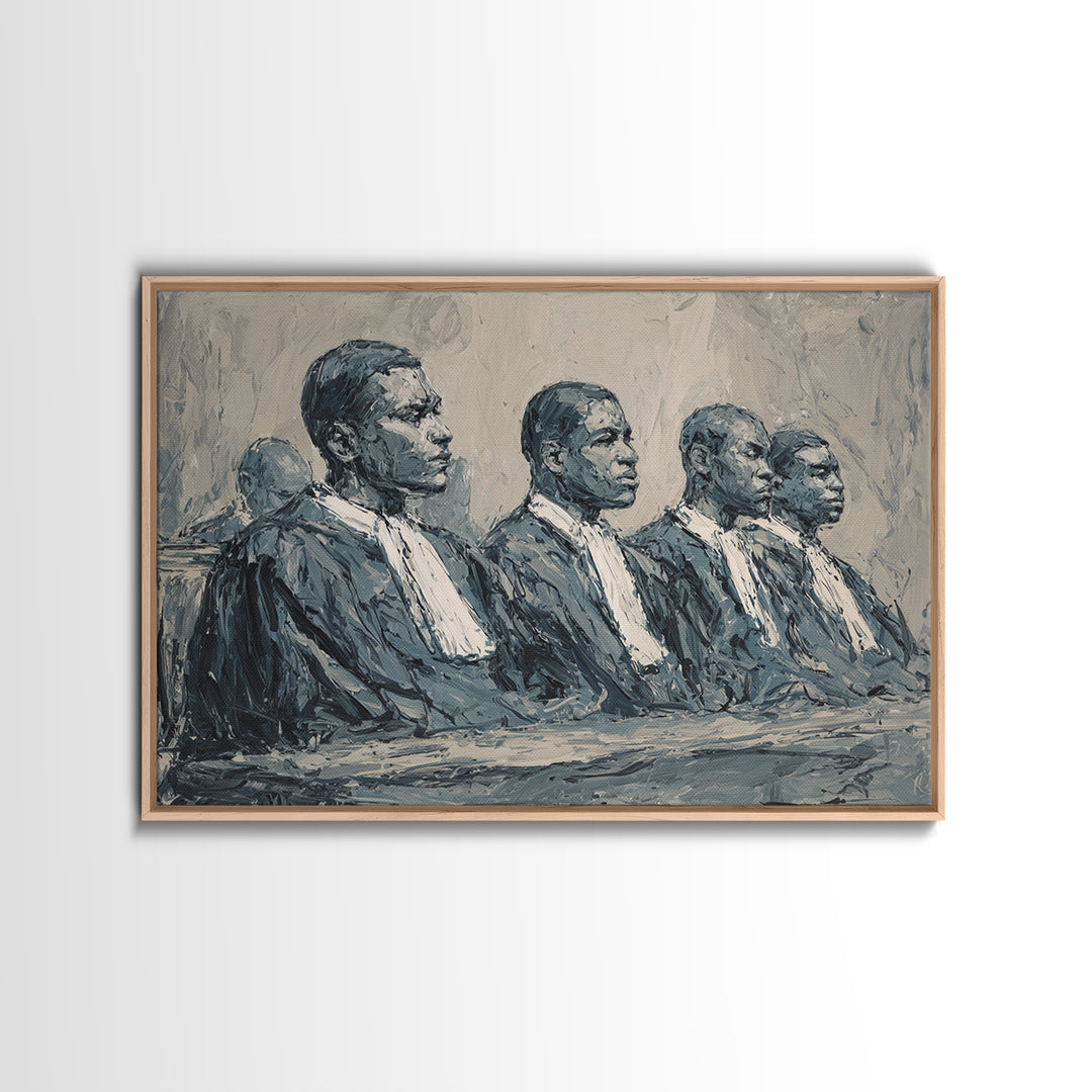 Distinguished Black Judges Framed Canvas Print, African American Art, Legal Portrait Wall Decor For Office And Study Room