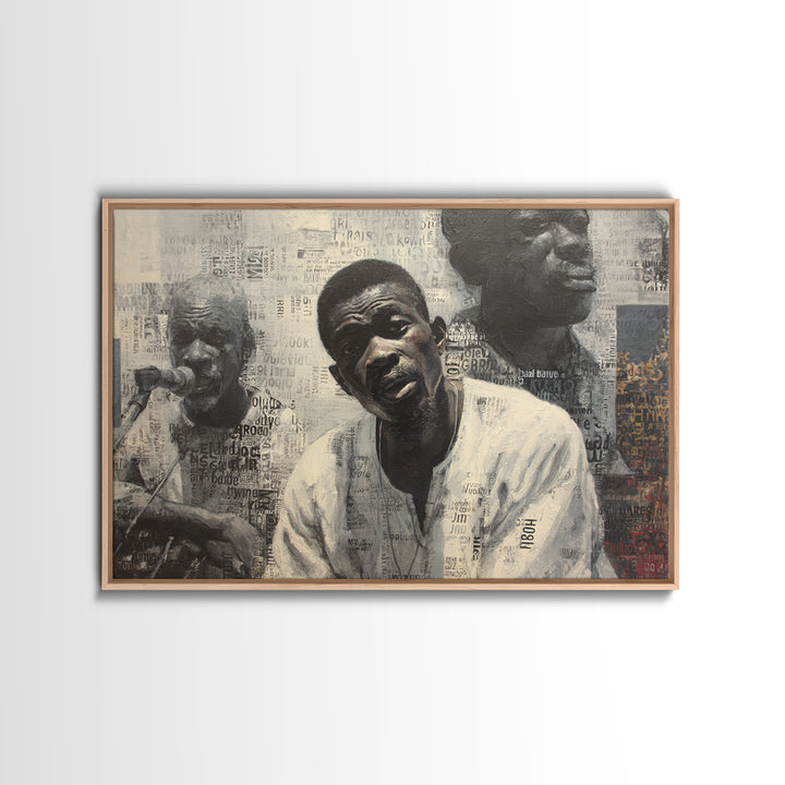 Textured Black Musicians Portrait Wall Art, African American Art Print, Black Culture Art, Modern Afrocentric Home Decor