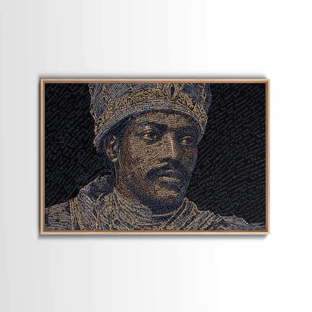 Regal African King Portrait Canvas Print, Black Man Art, African American Art, Gold Jewelry Canvas, Afrocentric Wall Decor