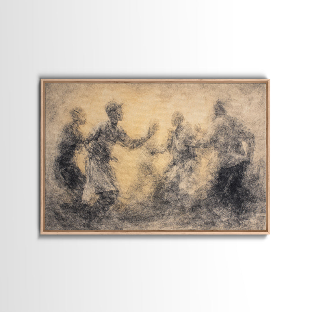 Charcoal African Celebration Dance Wall Art, Black Figures Sketch, Cultural Art Print, Traditional African Home Decor Gift