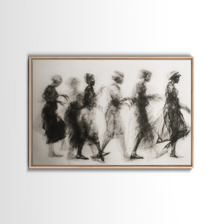 Black Women Procession Sketch Wall Art, Elegant Woman Art, African Women Art, Feminine Wall Decor, Minimalist Home Decor