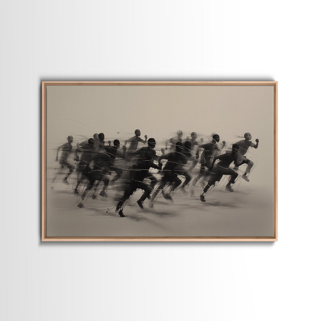 Sepia African Runners In Motion Canvas Print, Athletic Black Art, Modern African Art Decor, Dynamic Race Wall Decor Gift