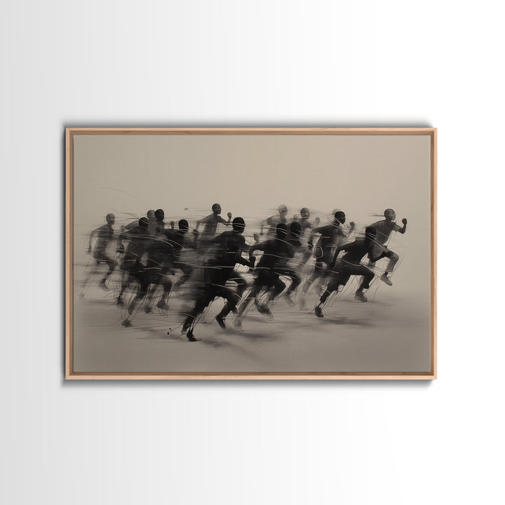 Sepia African Runners In Motion Canvas Print, Athletic Black Art, Modern African Art Decor, Dynamic Race Wall Decor Gift