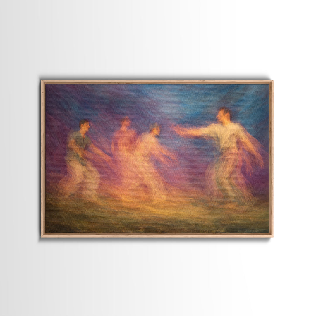 Colorful Spirit Dancers In Motion Wall Art, African Celebration Print, Abstract Ethnic Decor, Dreamy Modern Canvas Art Gift