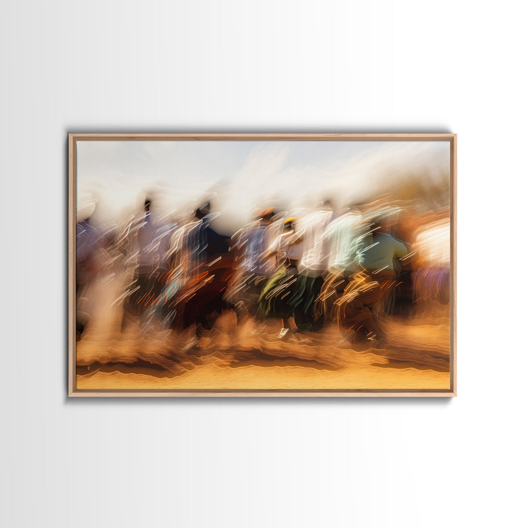 Sunlit African Crowd Procession Wall Art, Motion Blur Cultural Art Print, Black People Decor, Modern Canvas Home Decor Gift