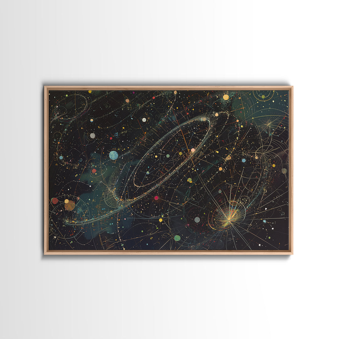 Cosmic Planetary Orbit Map Canvas Print, Abstract Wall Art, Modern Office Decor, Celestial Space Poster, Unique Home Decor