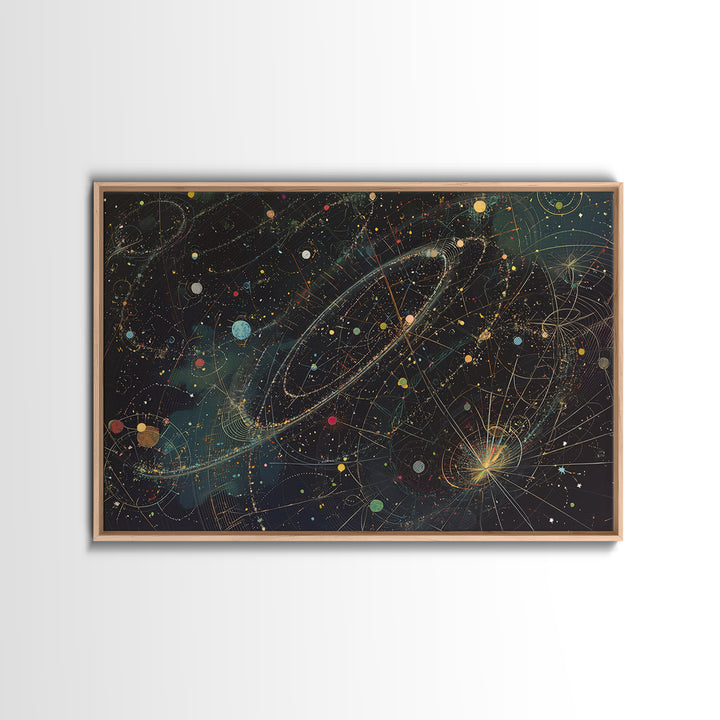 Cosmic Planetary Orbit Map Canvas Print, Abstract Wall Art, Modern Office Decor, Celestial Space Poster, Unique Home Decor